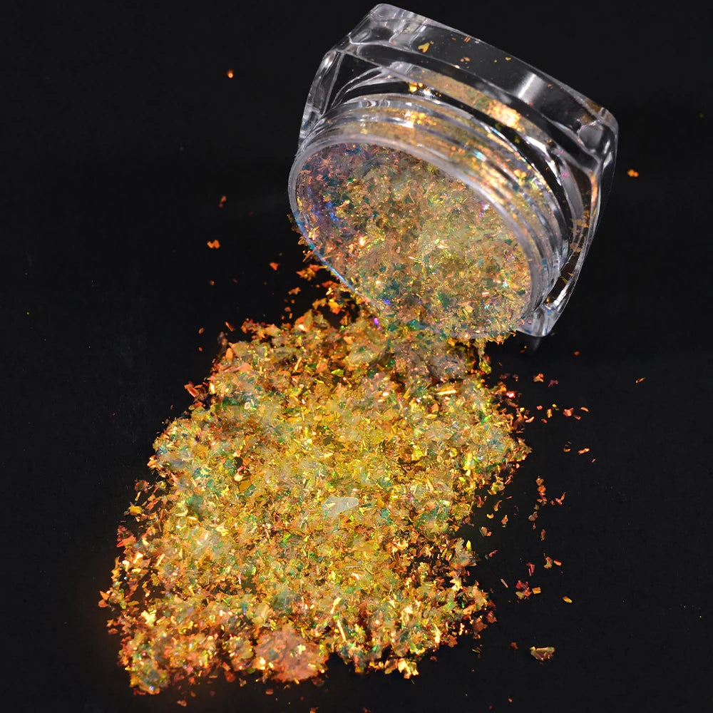 Chrome Mirror Nail Powder – Holographic Laser Silver & Gold Glitter Pigment