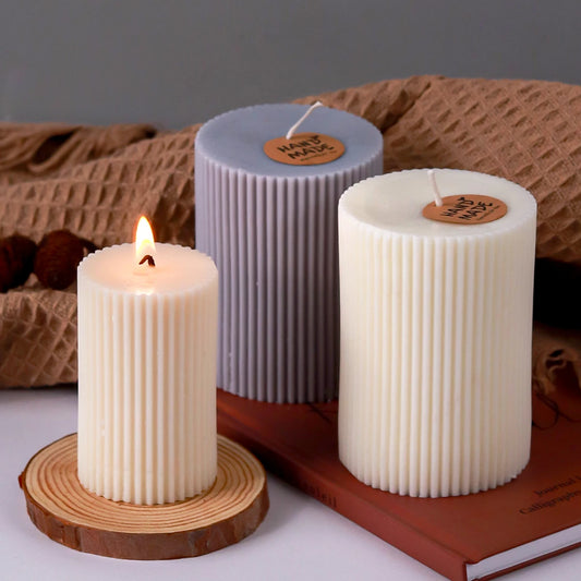 Classical Striped Cylindrical Silicone Candle Mould – DIY Pillar Wax Craft