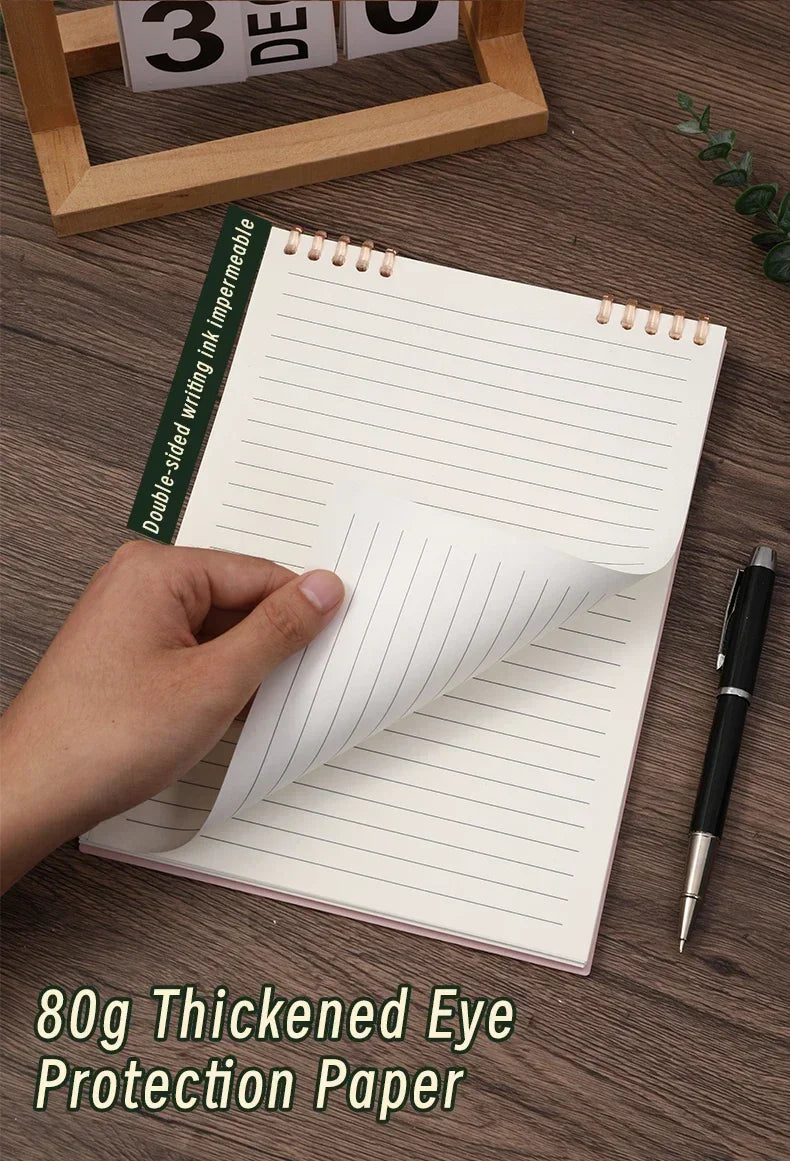A5 60 Sheets Planner Thick Notebook Spiral Binding Loose-leaf Notebooks with Lines Pages for School Office Stationery Supplies