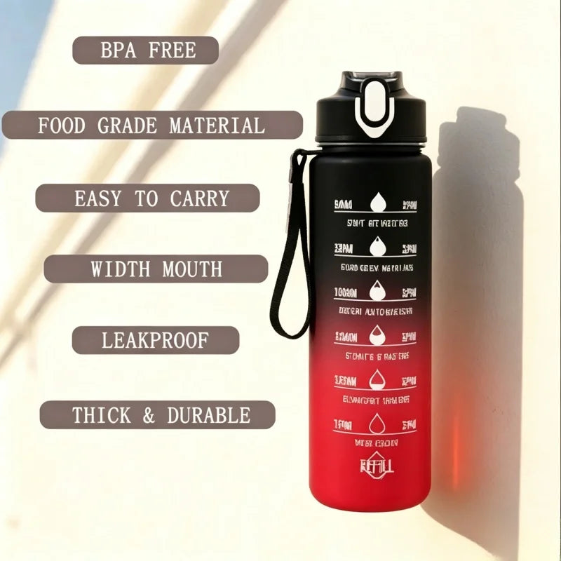Sports Water Bottle with Time-Tracking Straw – Flip Lid, Leak-Proof, 750ml