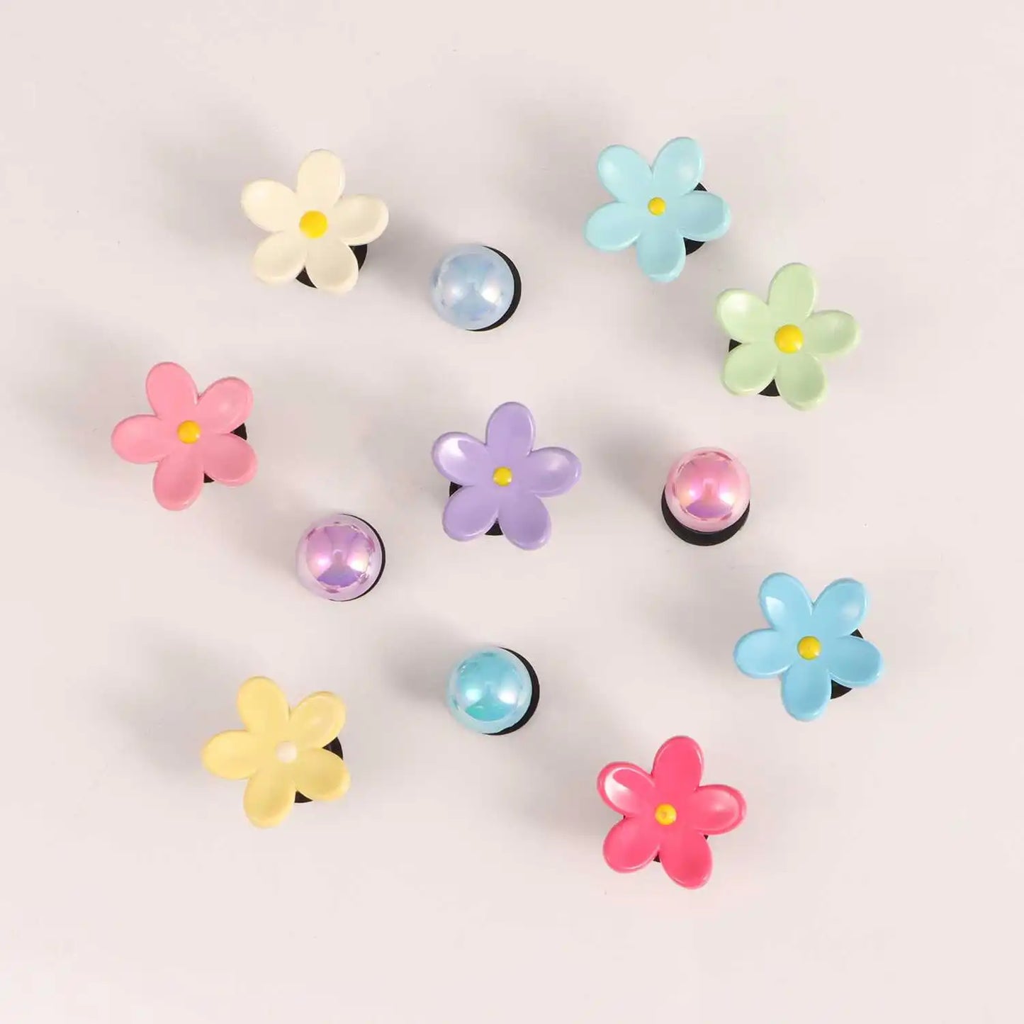 Yellow Aesthetic  Charms Set Cute Smiley Face Flower Heart Shoe Charms DIY Sweet Shoe Decorations for Sandals Wo