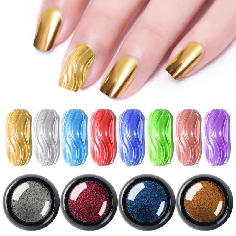 Chrome Mirror Nail Powder – Holographic Laser Silver & Gold Glitter Pigment