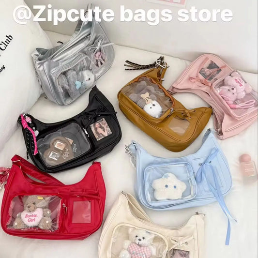 Y2K Harajuku Transparent Ita Bag – Korean Crossbody School Handbag