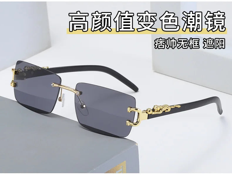 Frameless Rectangular Vintage Sunglasses – UV400 Personalised Eyewear for Men & Women