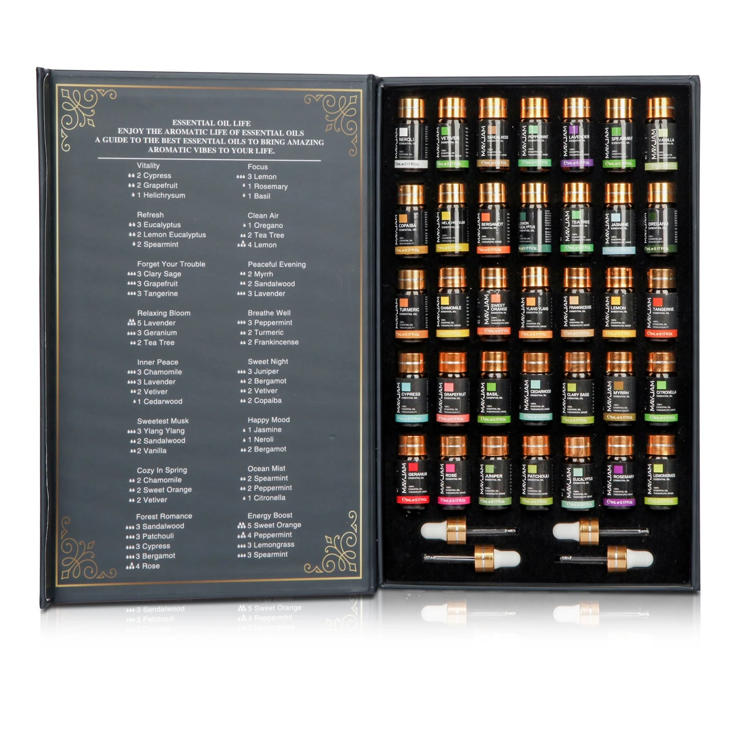 MAYJAM 35-Piece Essential Oil Set – Diffuser, Candle Making & Aromatherapy Gift Box