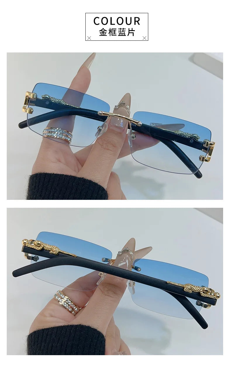 Frameless Rectangular Vintage Sunglasses – UV400 Personalised Eyewear for Men & Women
