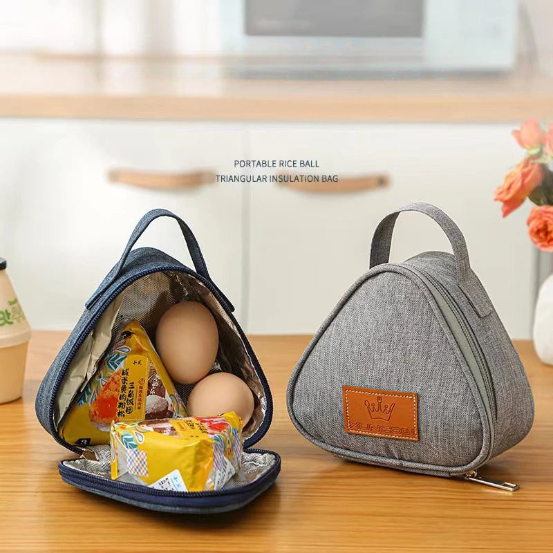 Triangle Portable Breakfast Insulation Bag Aluminum Foil Lunch Bag Mini Rice Vegetable Roll Outdoor Picnic Lunch Box