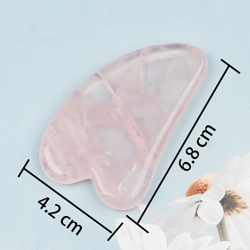Natural Stone Gua Sha Facial Massager – Jade & Rose Quartz Scraping Tool