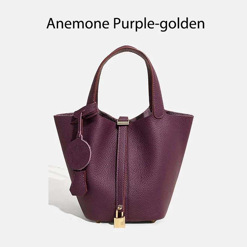 MENDY Genuine Leather Bucket Bag – Premium Large Tote Handbag for Women