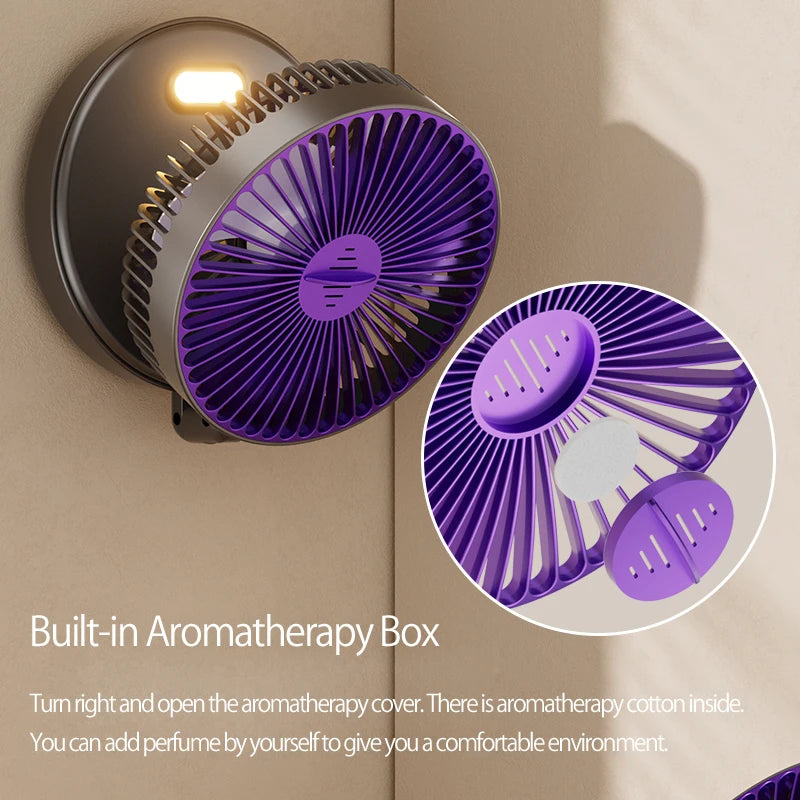 Rechargeable 3-in-1 Portable Fan with Night Light — Wall Mount, 90° Fold, 4 Speeds