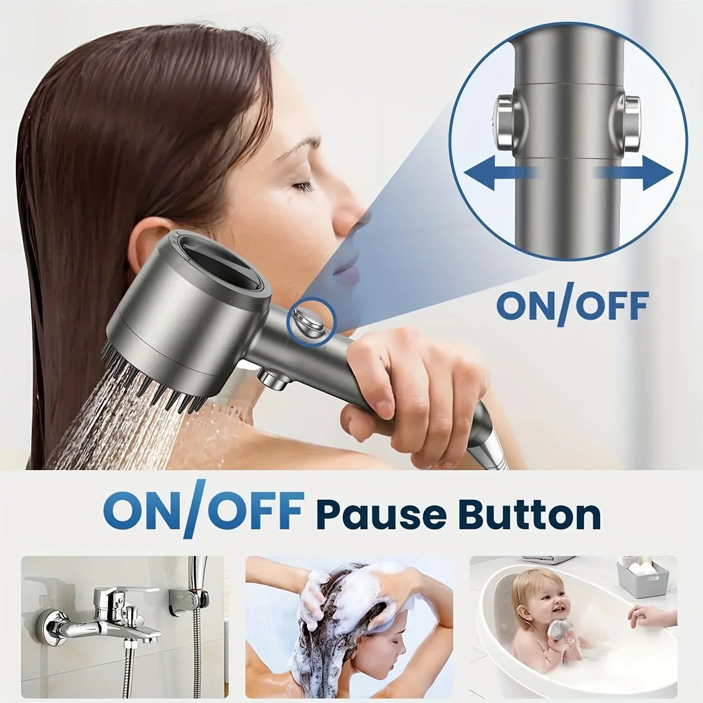 New 2026 High Pressure Shower Head Powerful Boost Filter Handheld Shower Sprayer Bathroom Water Saving Nozzle
