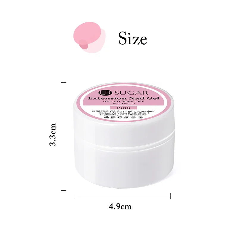 UR SUGAR 15ml Box Extension Nail Gel Jelly Pink White Clear UV Gel Hard Gel Extension Gel Nails Finger French Nail Art Manicure