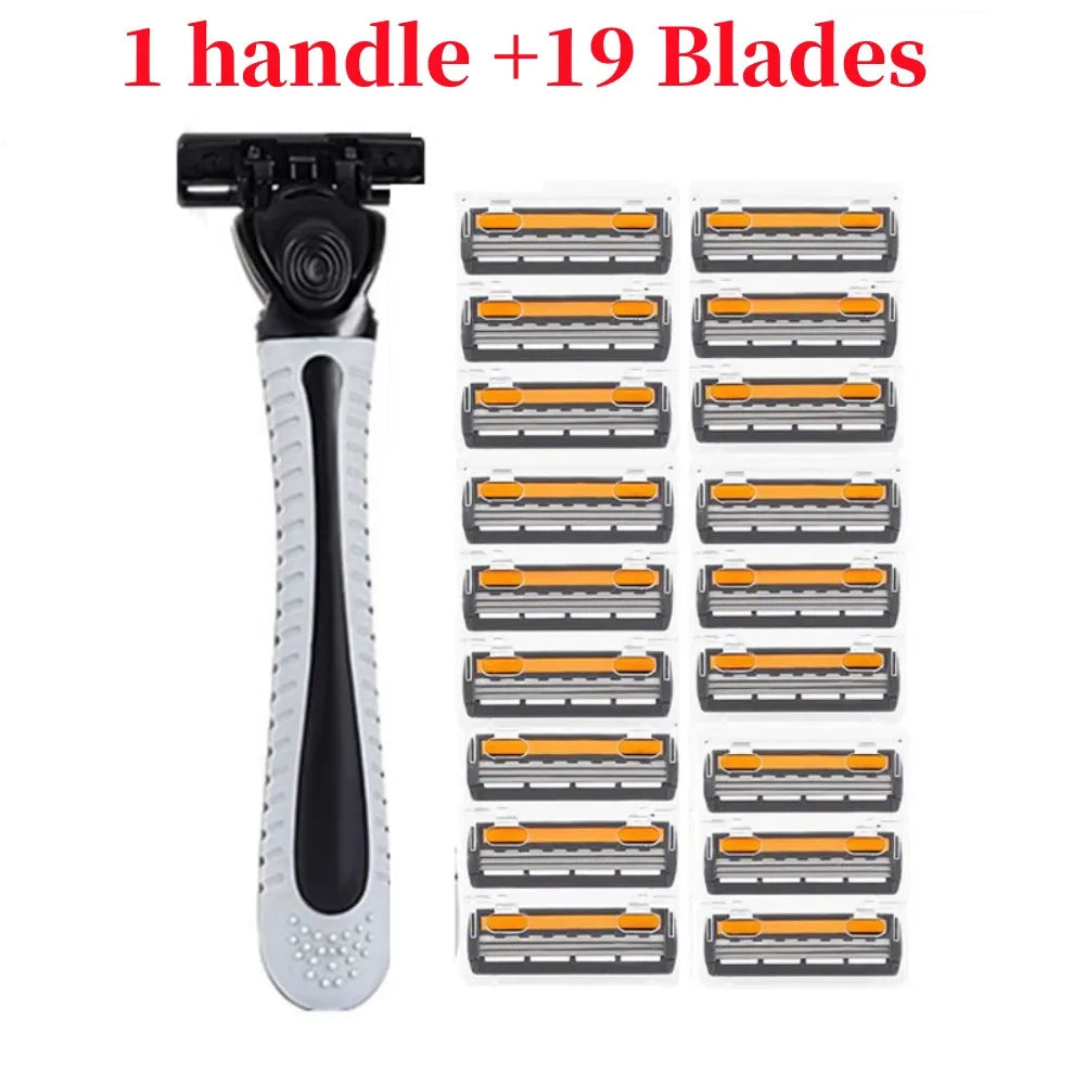 Men's Shaver Stainless Steel Shaving Three Layer Blade Shaver Reusable Razor Imported Blade Professional Barber Shaving Tools