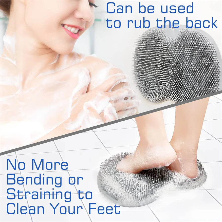 Foot Scrubber Mat & Back Washer – Shower Exfoliating Pad with Suction Cups