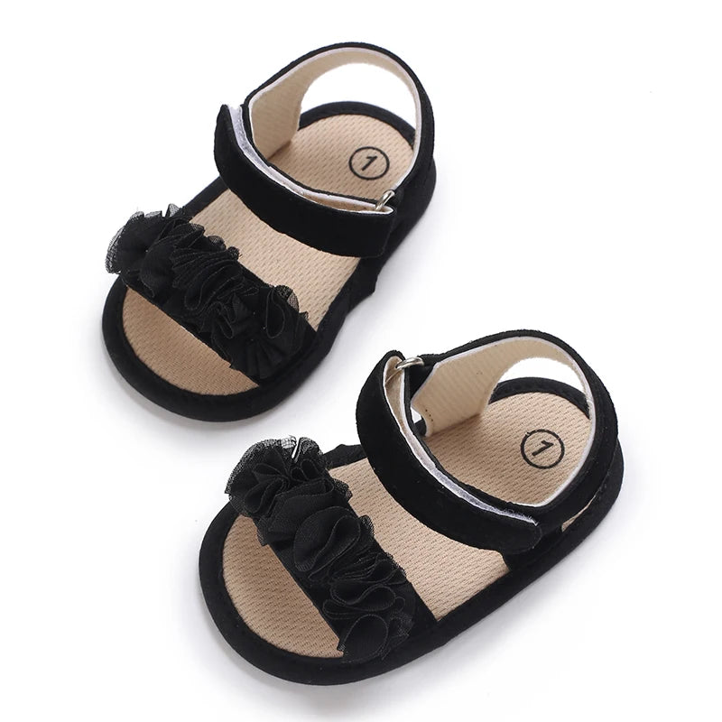Baby Girls Sandals Soft Sole Summer Infant Wedding Dress Flat Shoes Beach Sandal Newborn Crib Shoes First Walkers