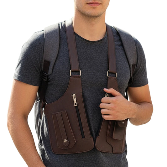 PU Leren Dubbele Schouder Holster Tas – Anti-Diefstal Oksel Portemonnee