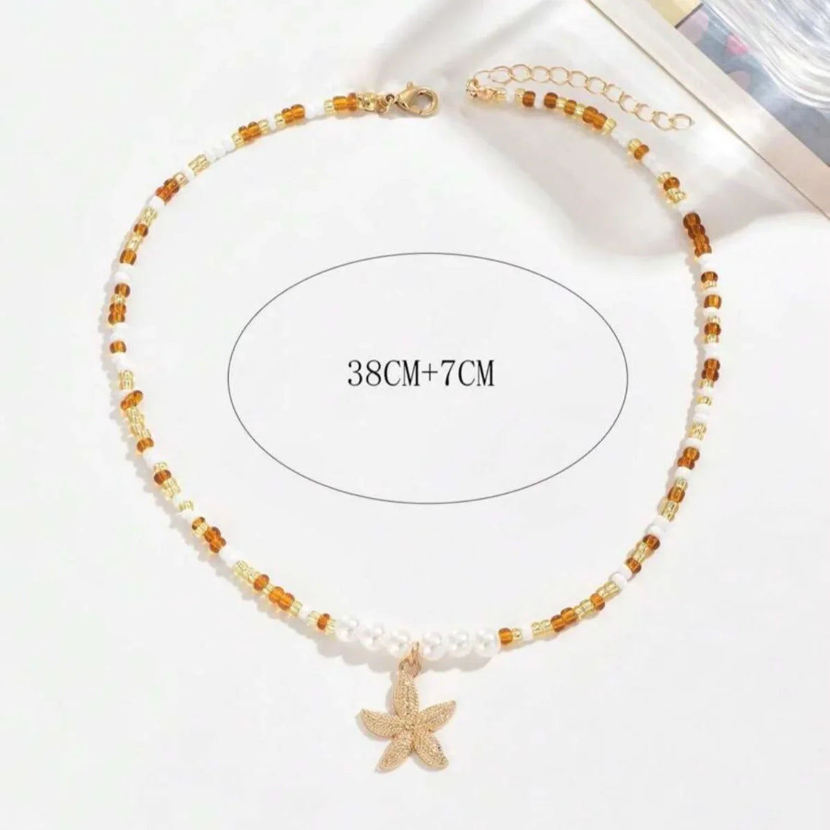 Exquisite Seashell Beaded Choker Necklace – Handmade Starfish Ocean Jewellery