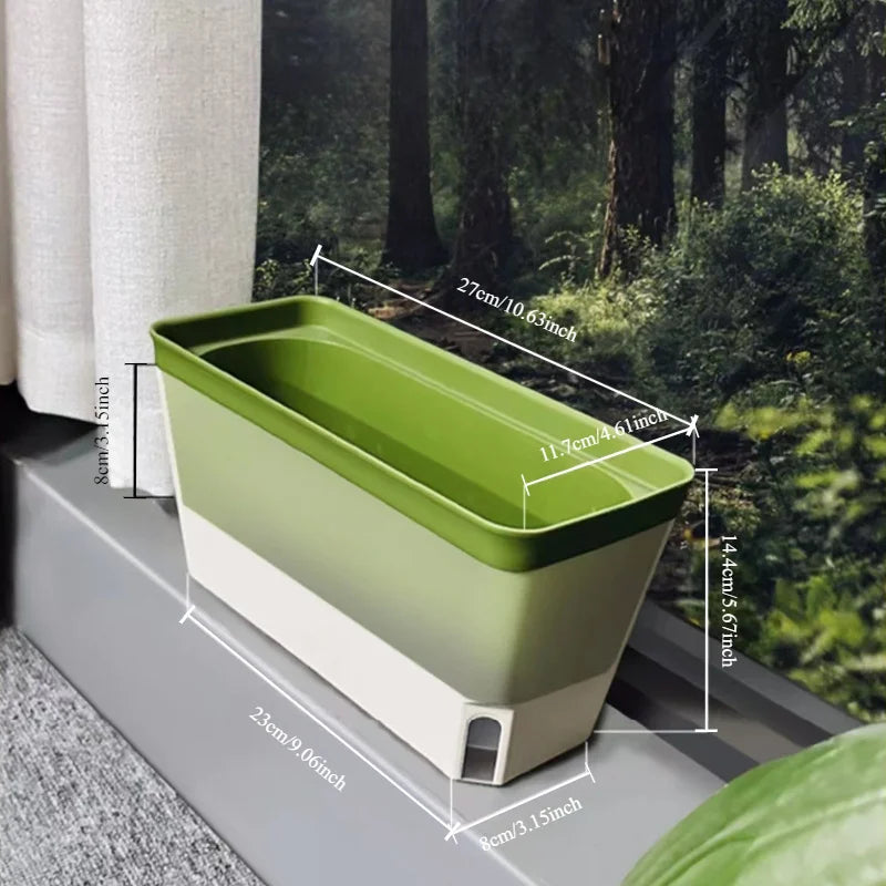 Self-Watering Windowsill Herb Planter Kit – Indoor Garden Set with Water Level Indicator