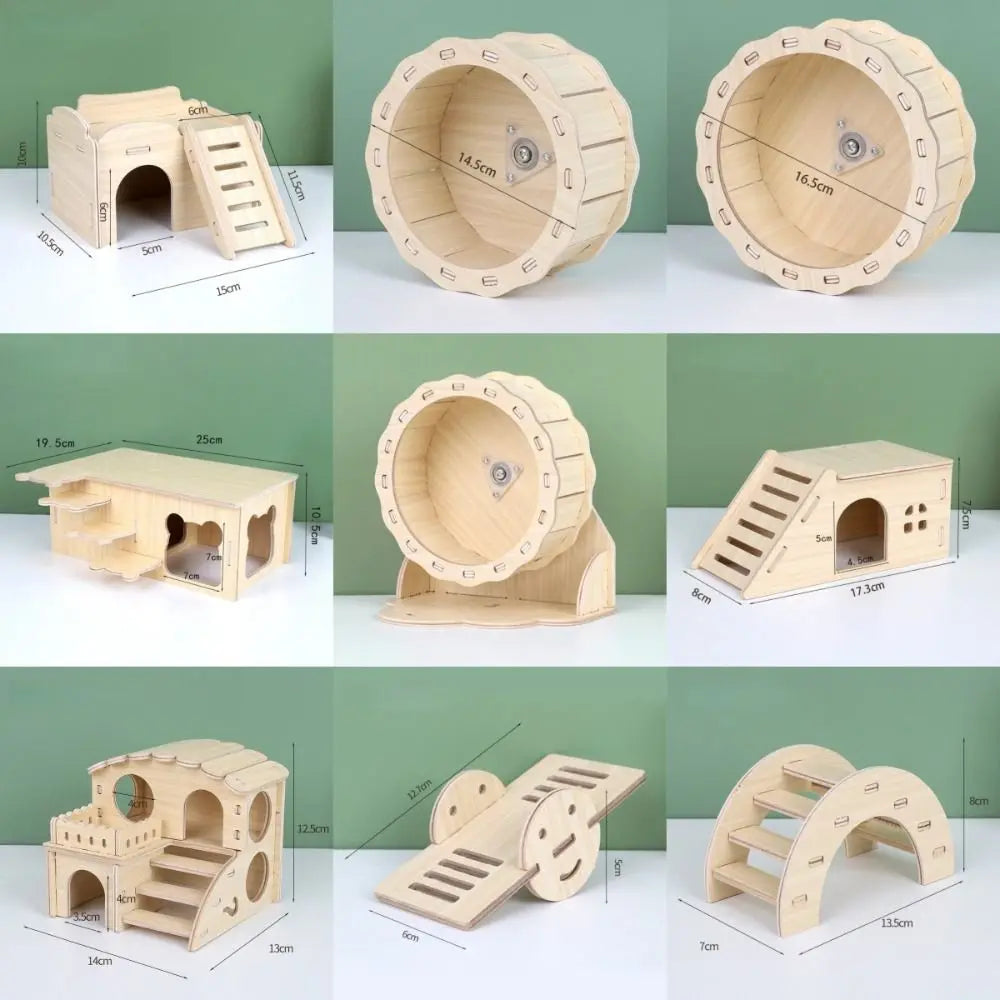 New Wooden Hamster Villa Chewable Easy to Install Platform House Durable Cage Accessories Hamster Climb Pet Supplies