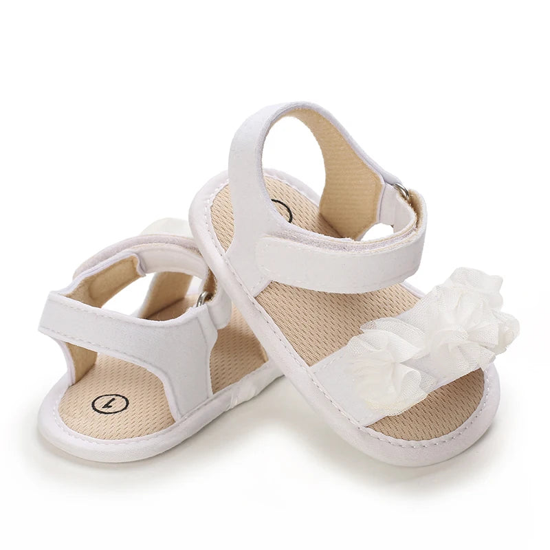 Baby Girls Sandals Soft Sole Summer Infant Wedding Dress Flat Shoes Beach Sandal Newborn Crib Shoes First Walkers