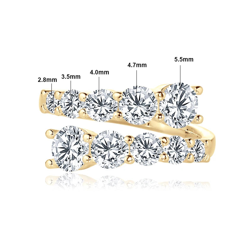 OXTAO Luxury Anniversary Moissanite Twist Shank Ring 3.26cttw 10 Stones Finger Rings Engagement Wedding 14K Gold Filled Jewelry
