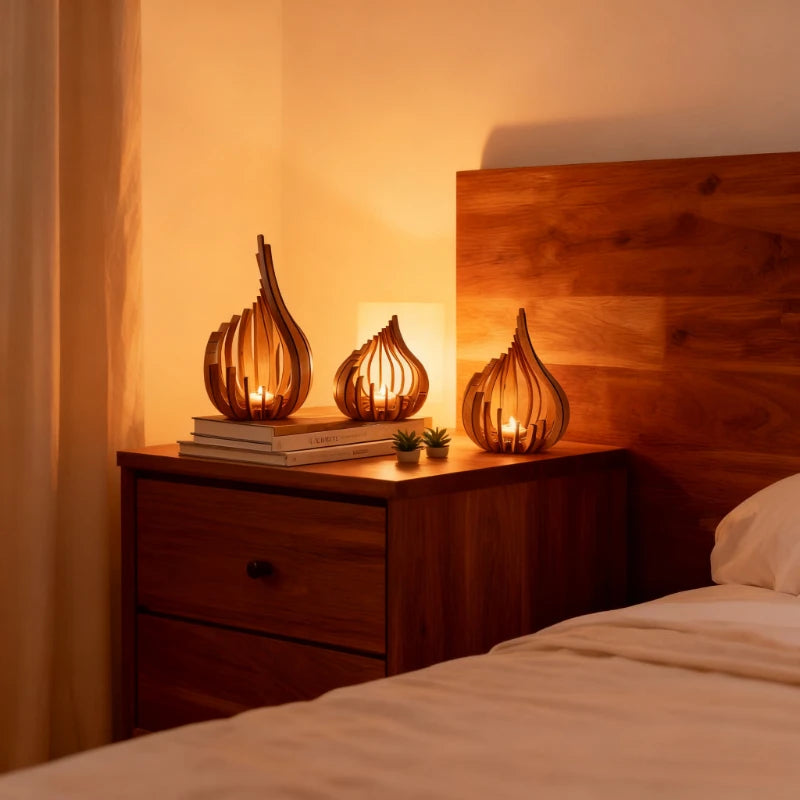 Streamline Wooden DIY Candle Holder – Handmade Warm Atmosphere Décor