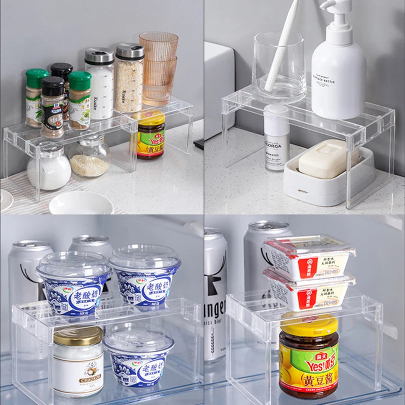 Fridge Storage Rack & Layered Separator Shelves – Transparent Space-Saving Organiser