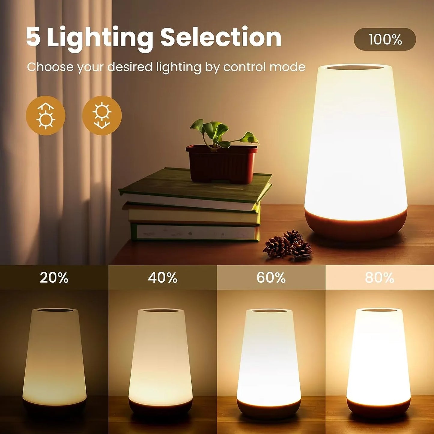 Dimmable Touch LED Table Lamp – 13 Colours & 5 Brightness Rechargeable Bedside Light