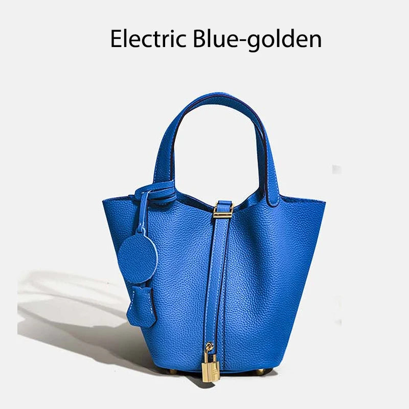MENDY Genuine Leather Bucket Bag – Premium Large Tote Handbag for Women