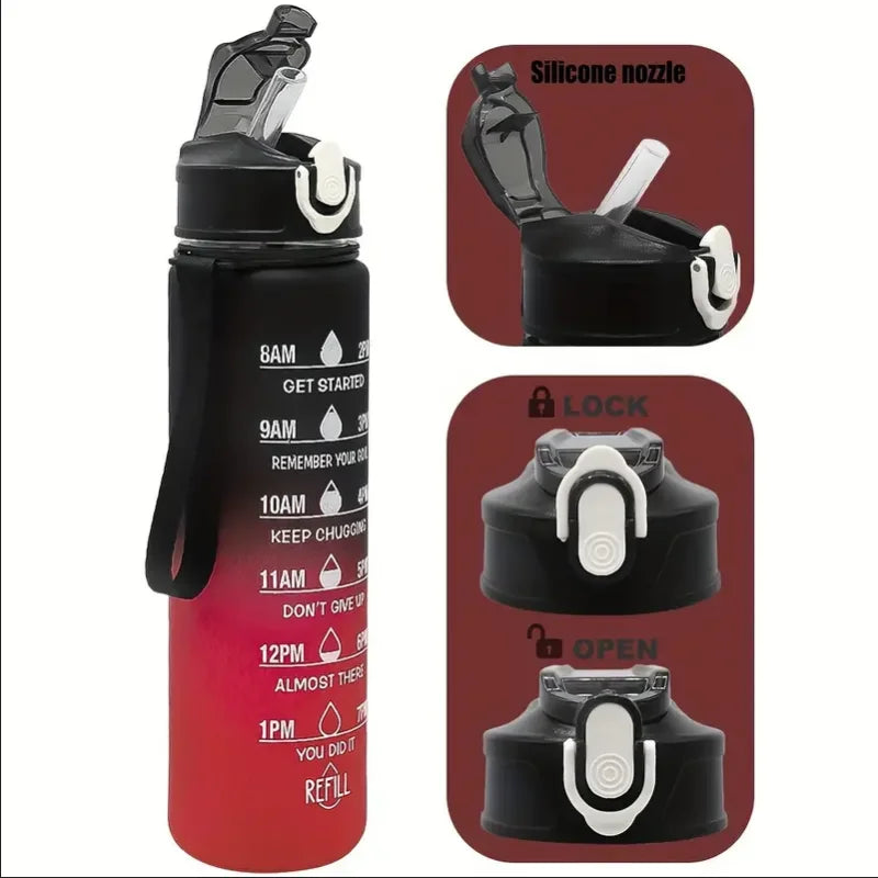 Sports Water Bottle with Time-Tracking Straw – Flip Lid, Leak-Proof, 750ml
