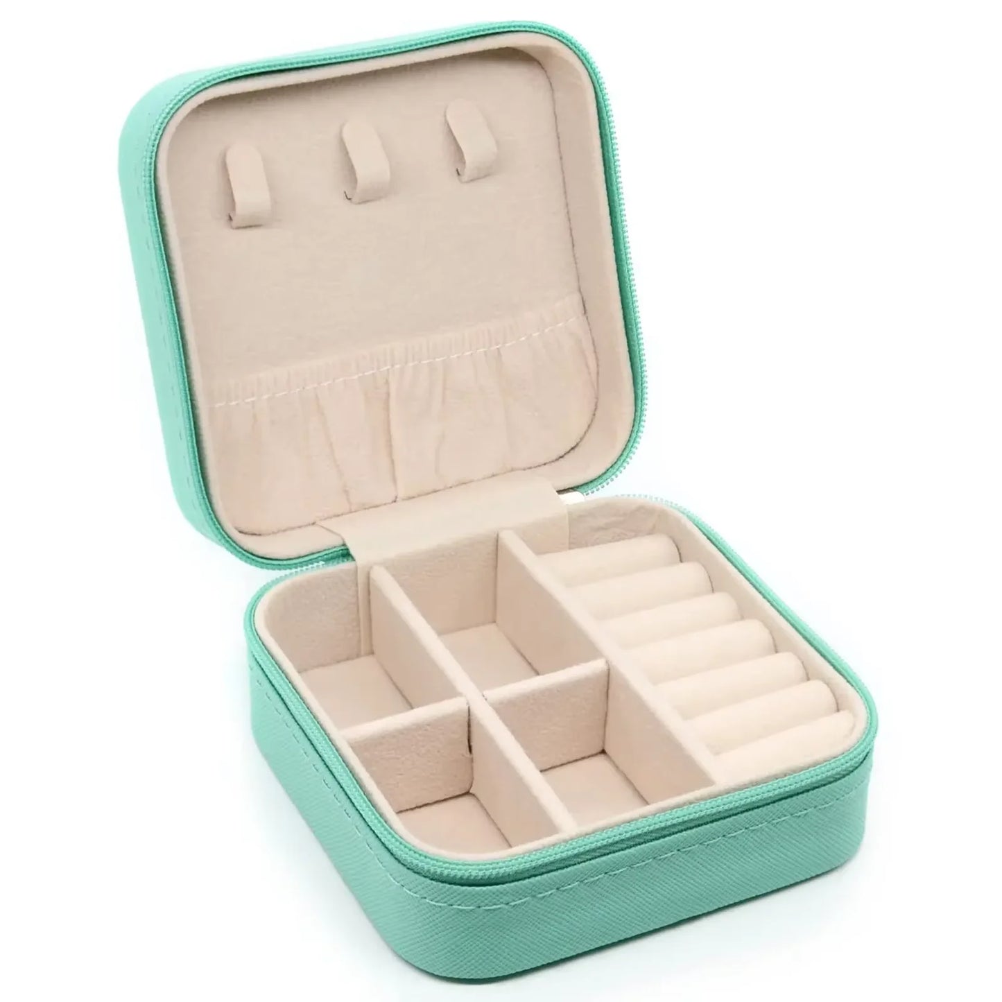 Simple And Portable Palm Jewelry Box, Ring And Earring Storage Box, Zipper Flip Cover, Travel Accessory Box, Pearl Box