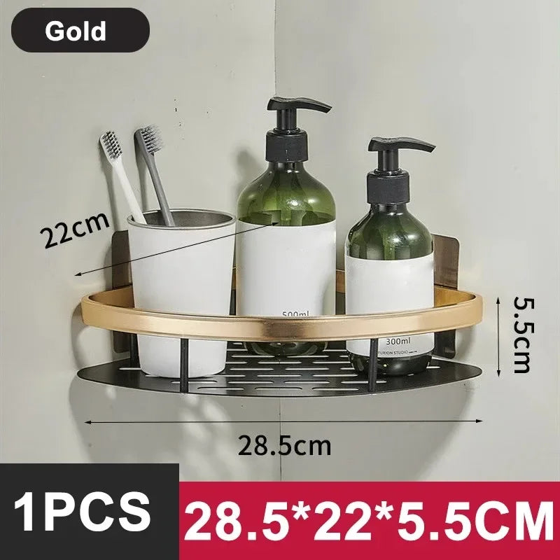 No-Drill Aluminium Shower Shelf – Bathroom Shampoo & Toiletry Storage Rack