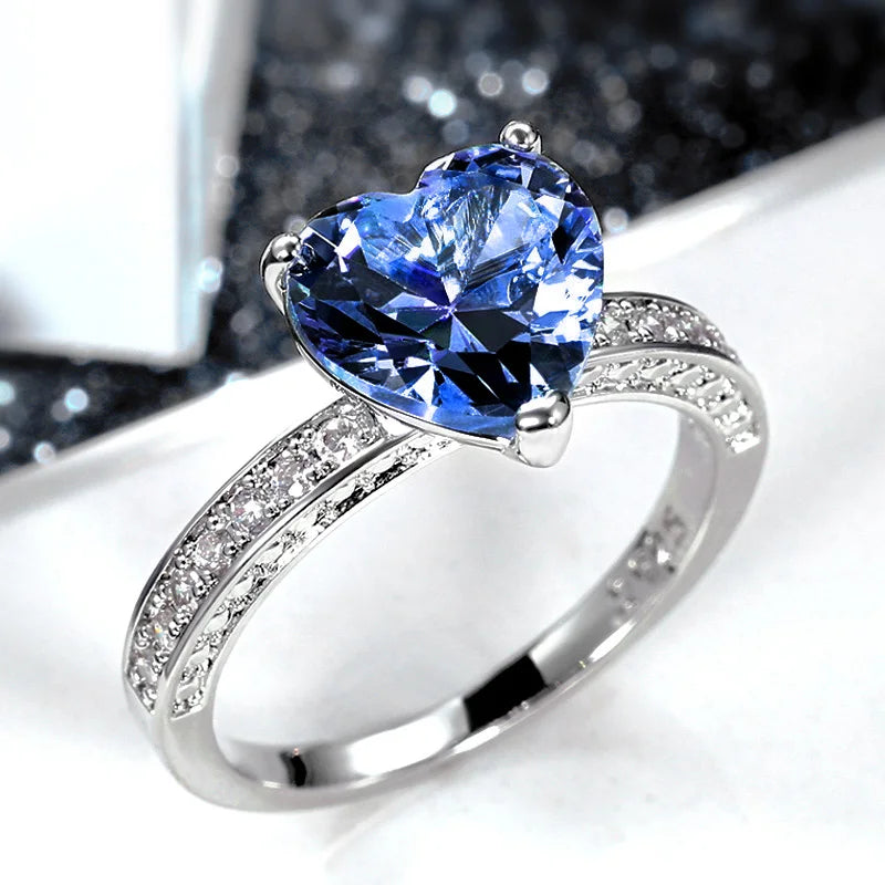 Huitan Luxury AAA Pink CZ Heart Engagement Ring – Proposal Gift for Women
