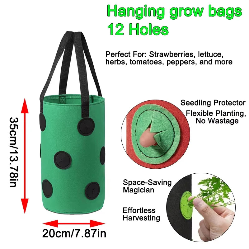Hanging Grow Bags for Strawberries Tomatoes Hanging Planting Grow Bag Vertical Garden  Strawberry Planter Pot Aeroponic Tower