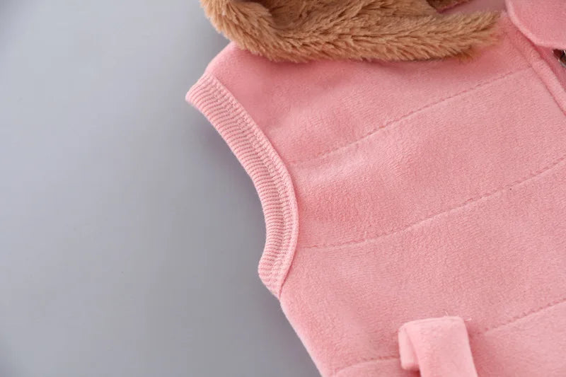 New Children's Warm Three-Piece Girl's Cute Hooded Set Autumn Winter Boy's Fashion Casual Comfortable Suit 12M-4 Years Old
