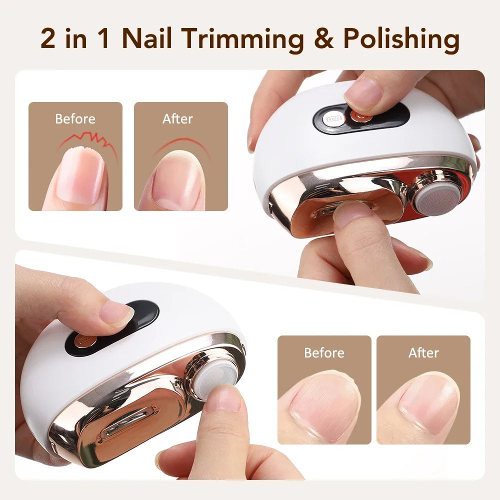 Multifunctional Electric Nail Clipper Anti Splash Nail Trimmer Portable 2 In 1 Manicure Pedicure Cutter For Baby Adults