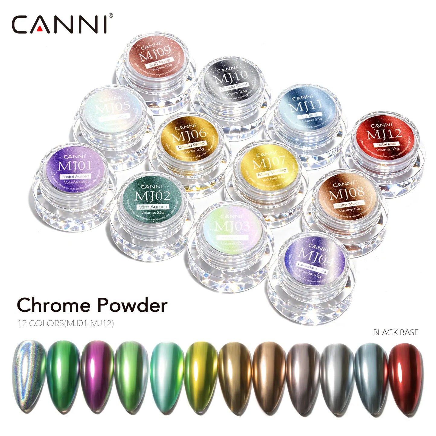 CANNI Mirror Chrome Nail Powder Aurora Effect Pearl Pigment Dust for UV Gel Nails Metallic Nail Art Decoration DIY Design
