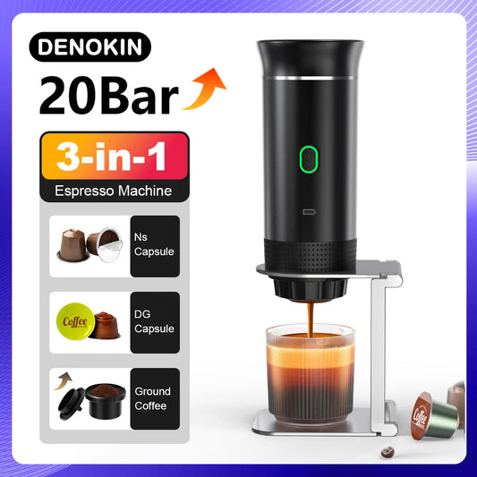 3-in-1 Portable Espresso Coffee Maker – Capsule, Powder & Travel Coffee Machine