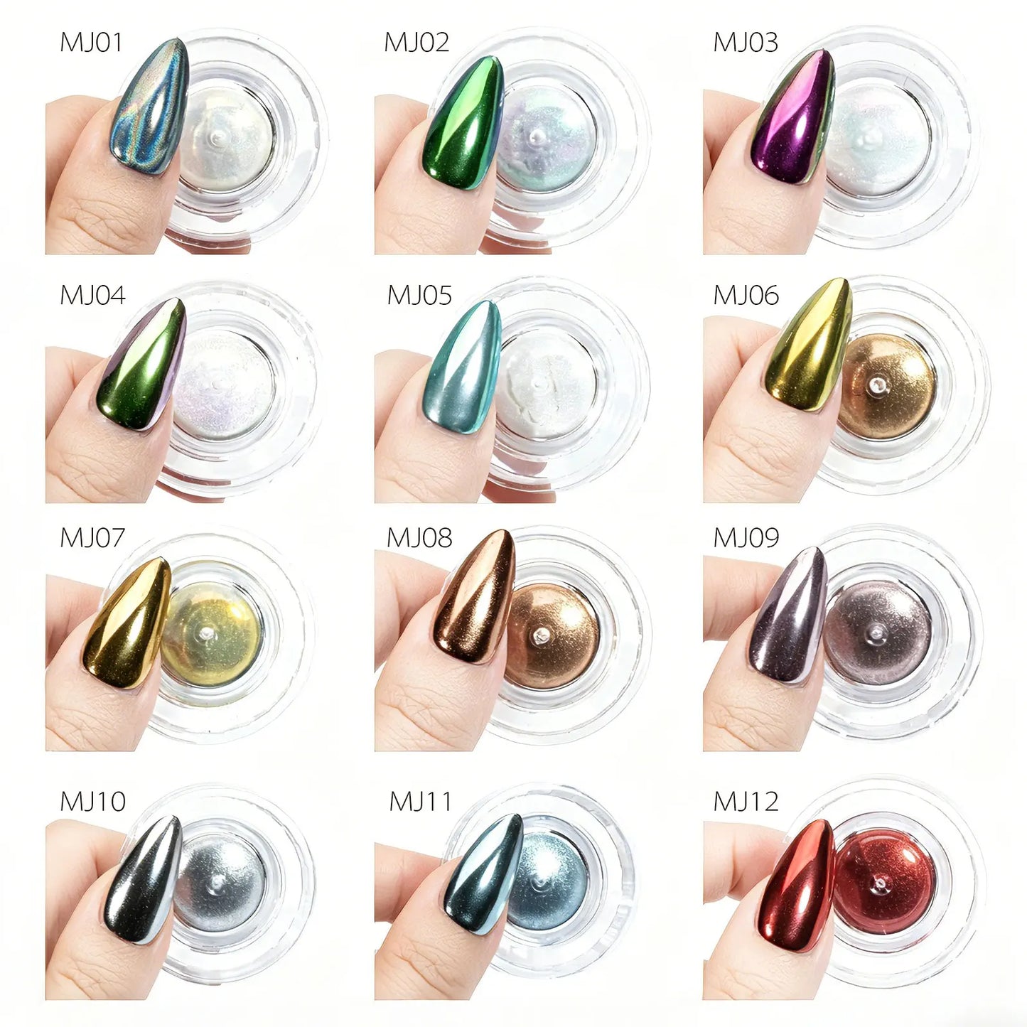 CANNI Mirror Chrome Nail Powder Aurora Effect Pearl Pigment Dust for UV Gel Nails Metallic Nail Art Decoration DIY Design
