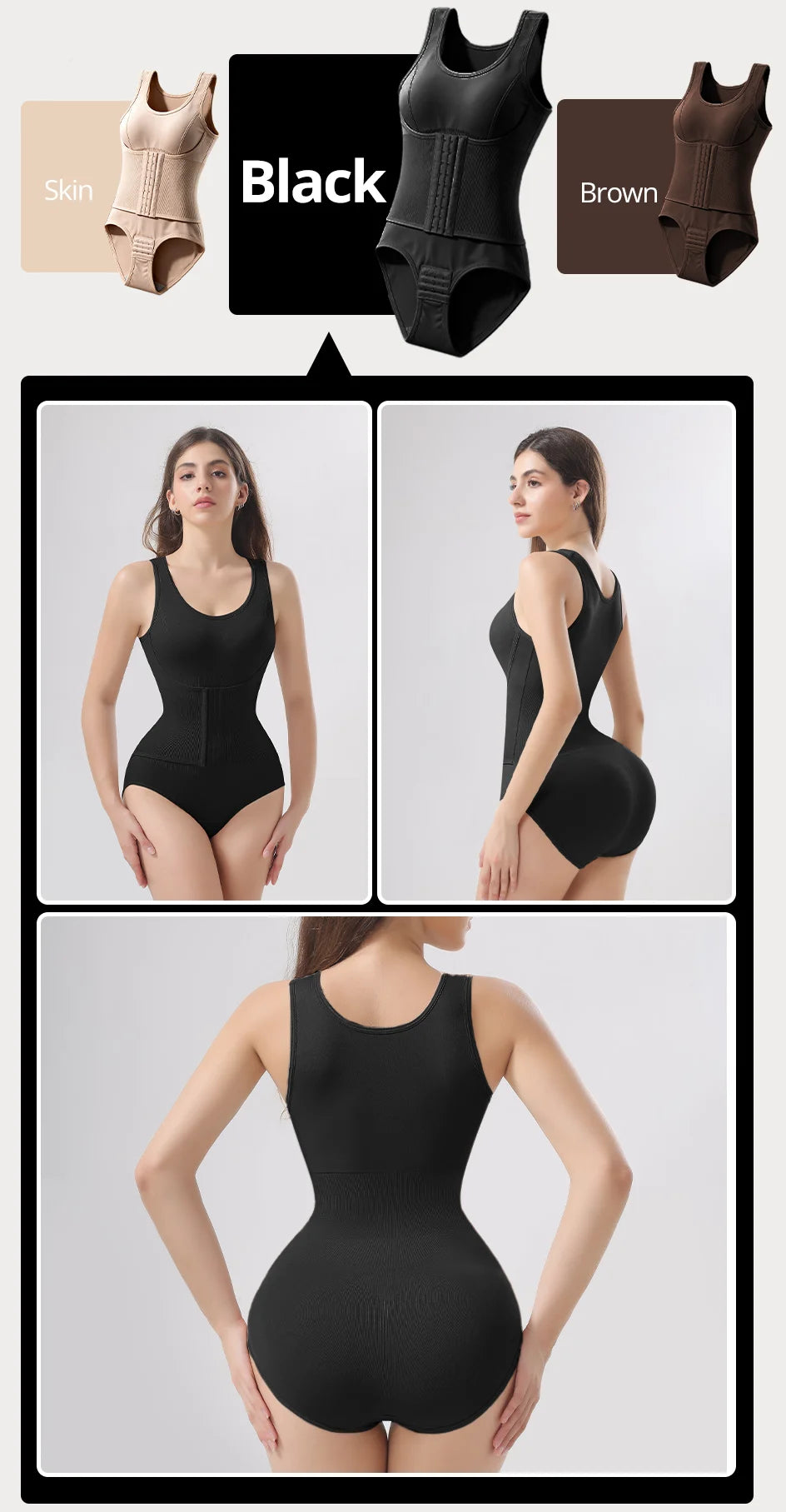 Women's Zippered Bodysuit Shapewear – Tummy Control Waist Trainer Corset Top