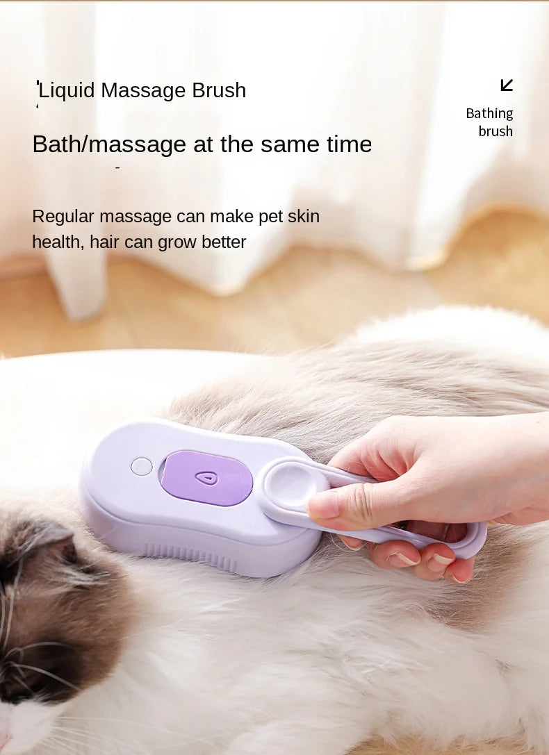 Electric Steamy Brush for Cat and Dog, Steam Brush, Electric Sprayer for Massage, Pet Grooming Tool, Shedding Combs, 3 in 1