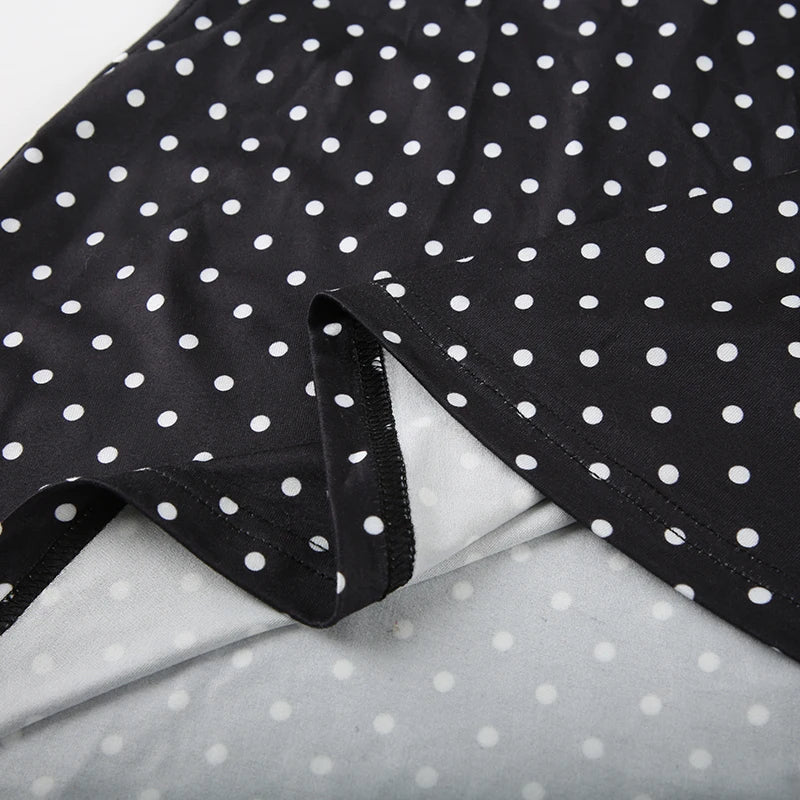 SUCHCUTE Polka Dot Halter Mini Dress – Backless Sleeveless Summer Party Dress