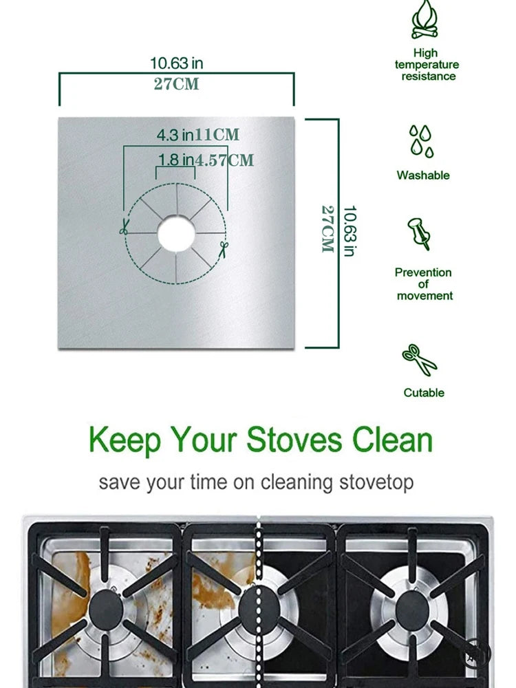 4 Pieces 27 Cm Gas Stove Surface Protection Pad Washable Oil And Dirt Resistant Kitchen Cleaning Accessories