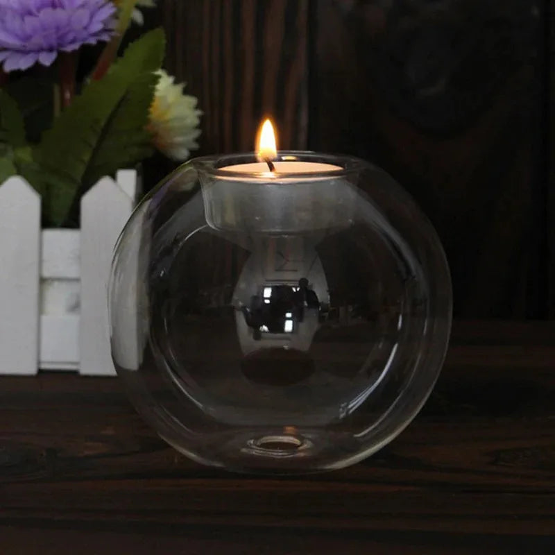 Elegant Round Glass Candle Holders – European Style Centrepiece for Weddings & Events