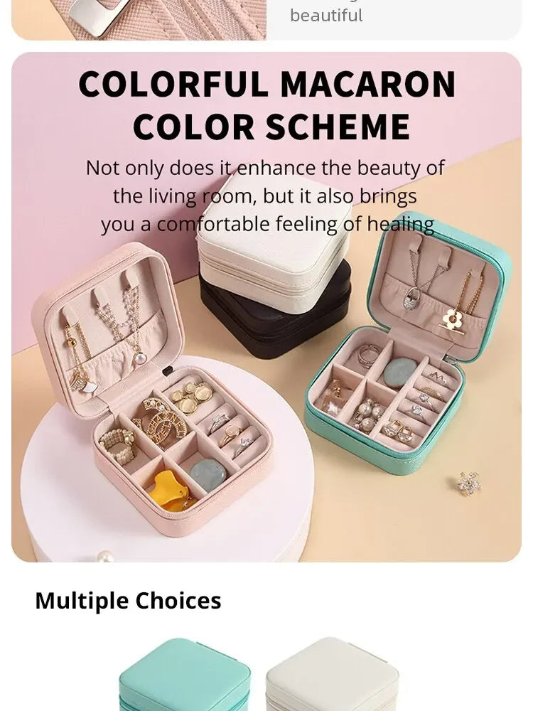 Simple And Portable Palm Jewelry Box, Ring And Earring Storage Box, Zipper Flip Cover, Travel Accessory Box, Pearl Box