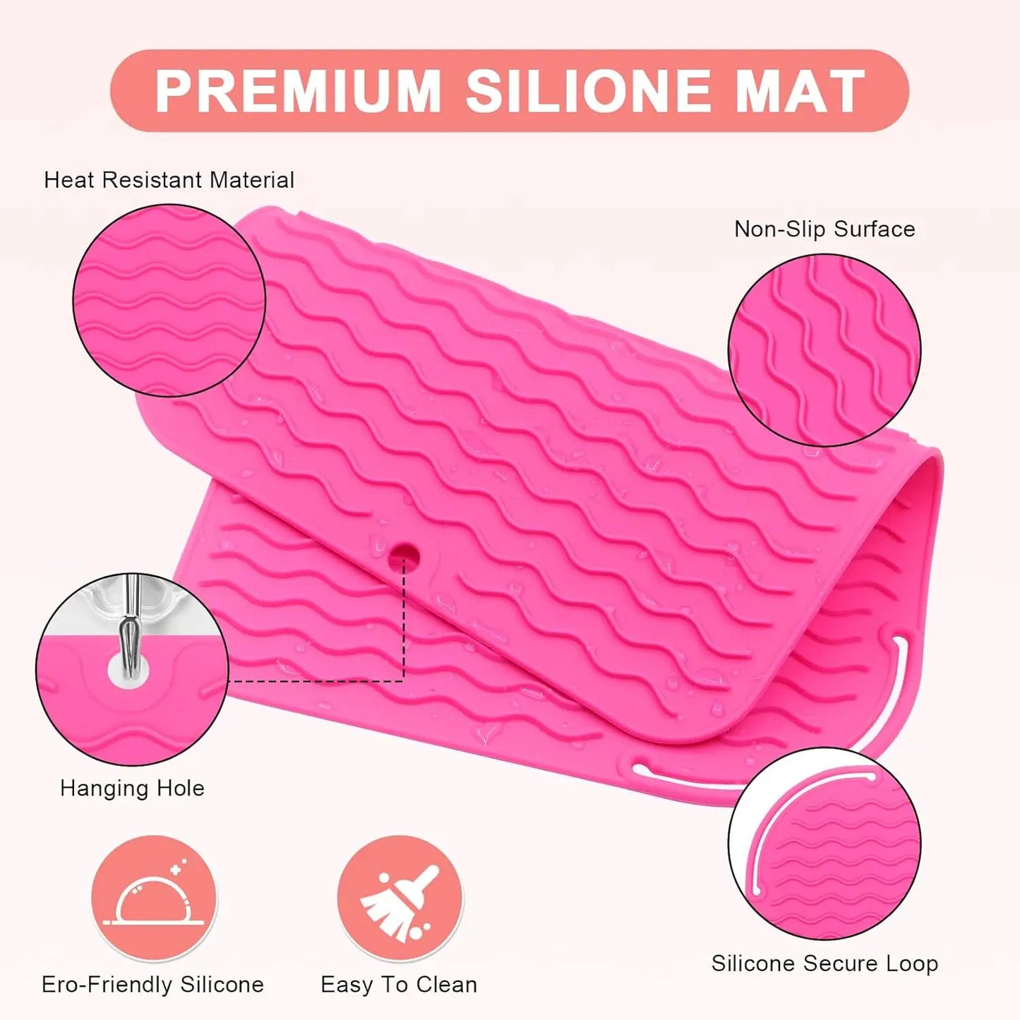 Heat-Resistant Silicone Mat for Hair Tools – Flat Iron, Curler & Straightener Pad