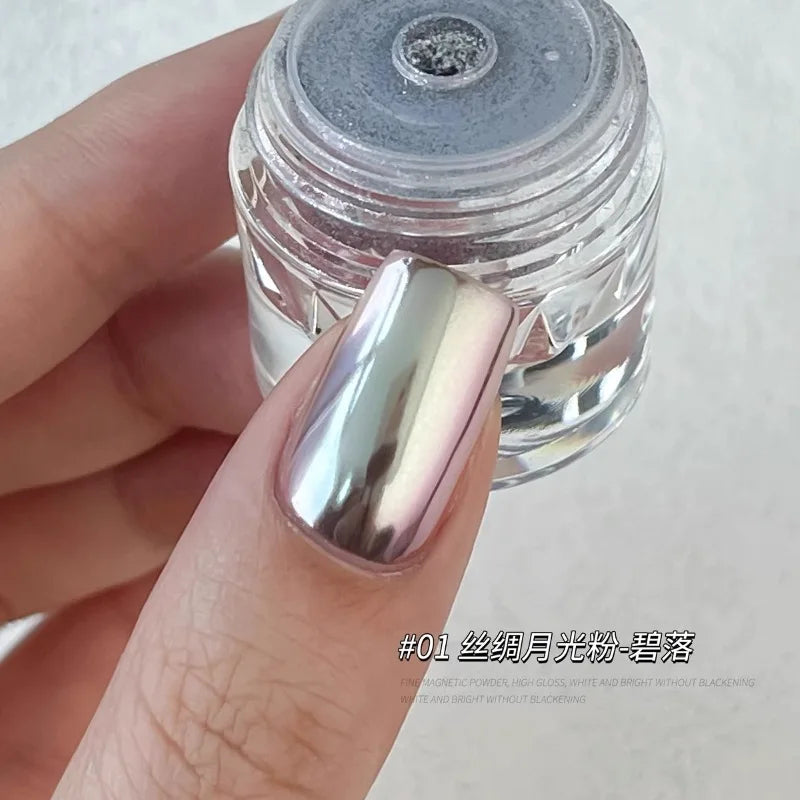 Chrome Mirror Nail Powder – Holographic Laser Silver & Gold Glitter Pigment