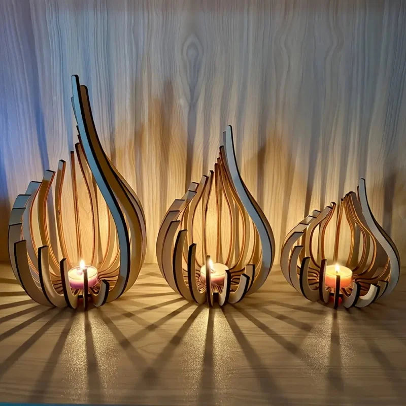 Streamline Wooden DIY Candle Holder – Handmade Warm Atmosphere Décor