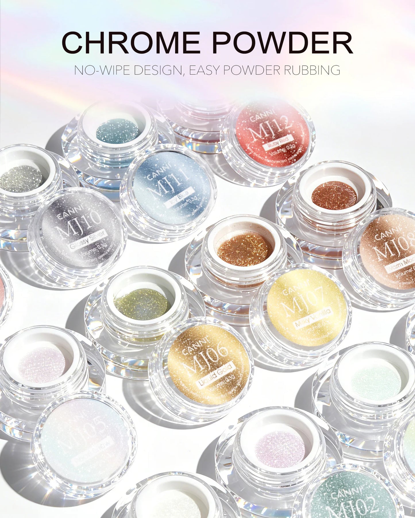 CANNI Mirror Chrome Nail Powder Aurora Effect Pearl Pigment Dust for UV Gel Nails Metallic Nail Art Decoration DIY Design