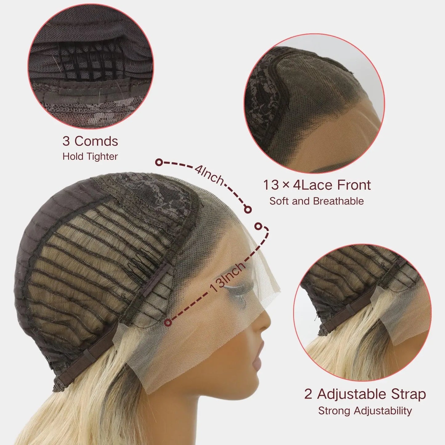 Blonde Highlight Lace Front Wig Long Wavy Ombre Brown Blonde 13x4 Synthetic Lace Front Wigs for Women 24 Inches